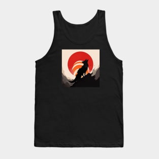 Japanese minimalist wolf poster Tank Top